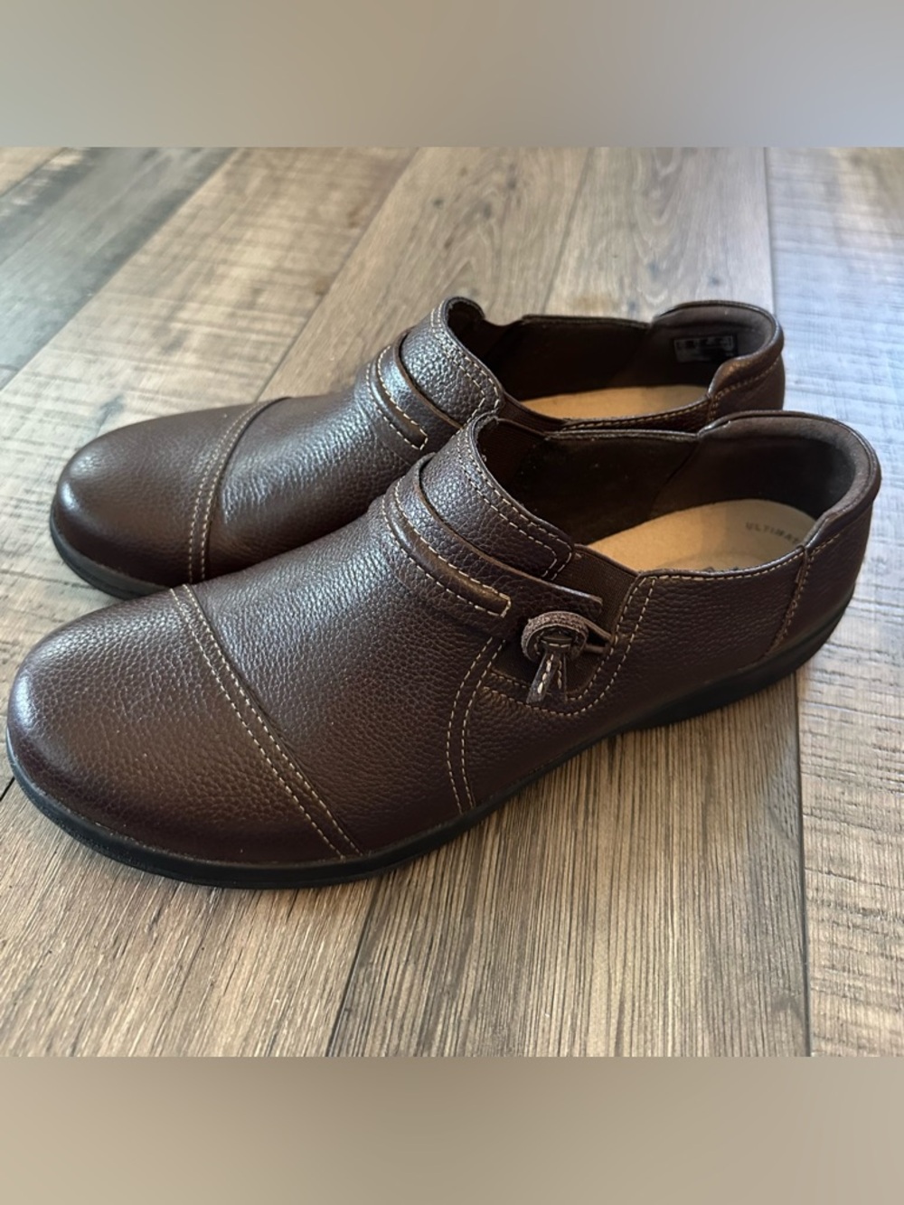 Clarks Cheyn Madi Women's Brown Leather Slip On Comfort Shoes Loafers 11